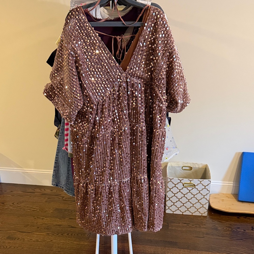 Wishlist Rose Gold Sequin Party Dress